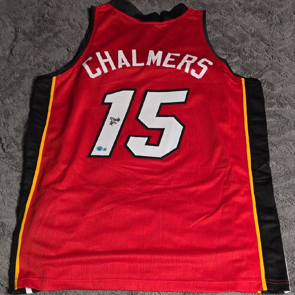 AUTHENTIC AUTOGRAPHED MARIO CHALMERS MIAMI HEAT CUSTOM Basketball Jersey.